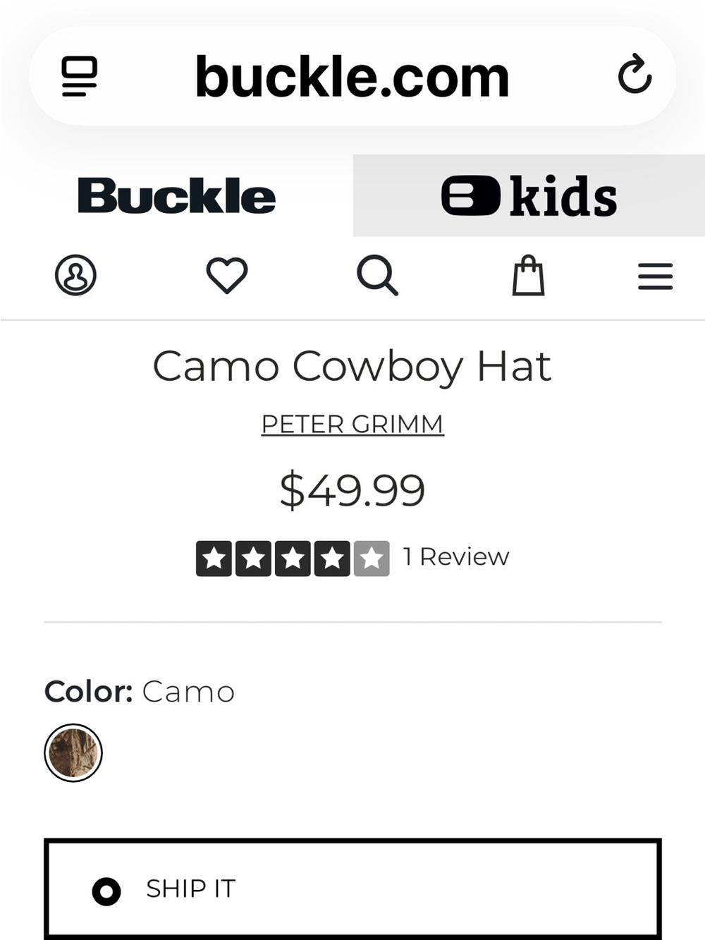 Peter Grimm NWT Camo Cowboy Hat - Picture 6 of 6